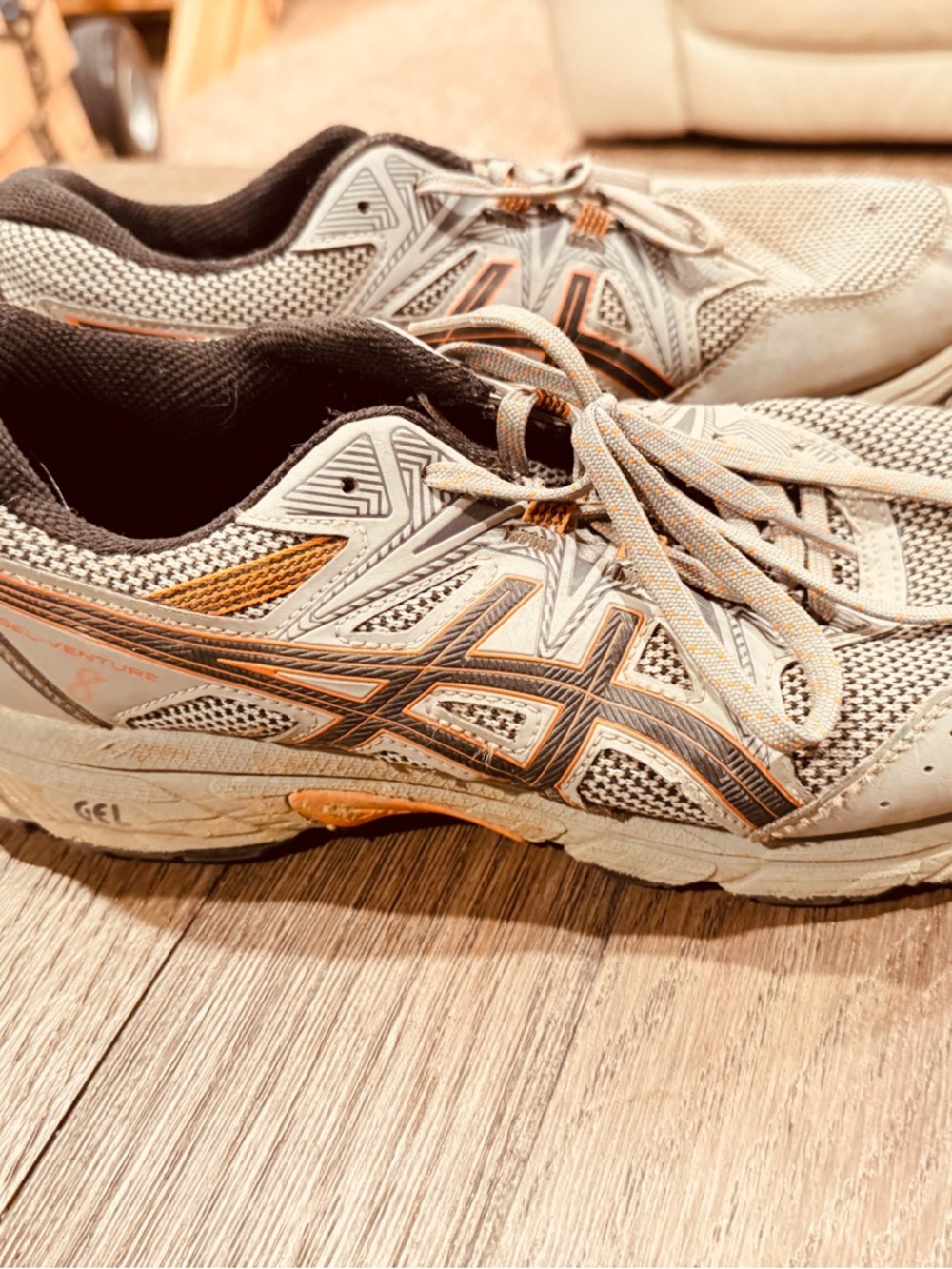 Asics Gray and Orange Men's Running Shoes